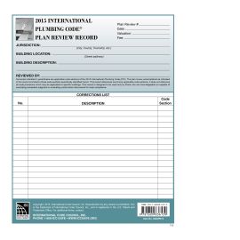 2015 International Plumbing Code Plan Review Records (Cover Image)