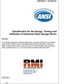 ANSI MH16.1-2012 Specification For The Design, Testing And Utilization Of Industrial Steel Storage Racks cover image