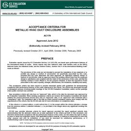 AC179 Metallic HVAC Duct Enclosure Assemblies—Approved June 2012, editorially revised Feb 2014 cover image