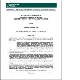 AC428 Modular Framing Systems Used to Support Photovoltaic (PV) Modules—Approved November 2012 cover image